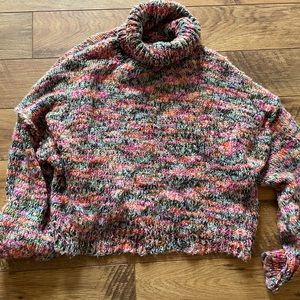 colorful mock neck sweater